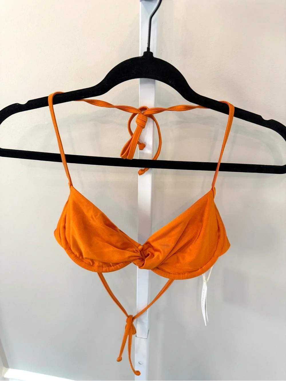 L*Space Toni Bikini Top Orange Twist Front Halter Size S NWT